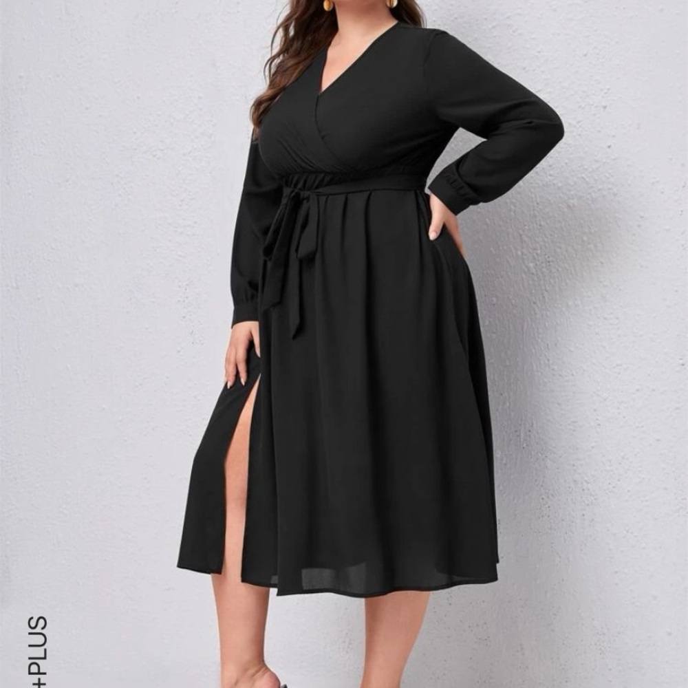 SHEIN black wrap dress